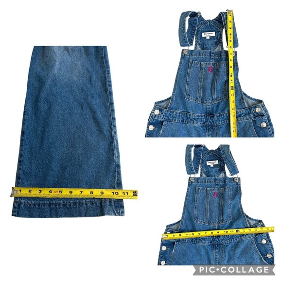 Vintage Juicy Couture Y2K Denim Overalls Pink J Logo Cargo Pockets Size S - Picture 7 of 8